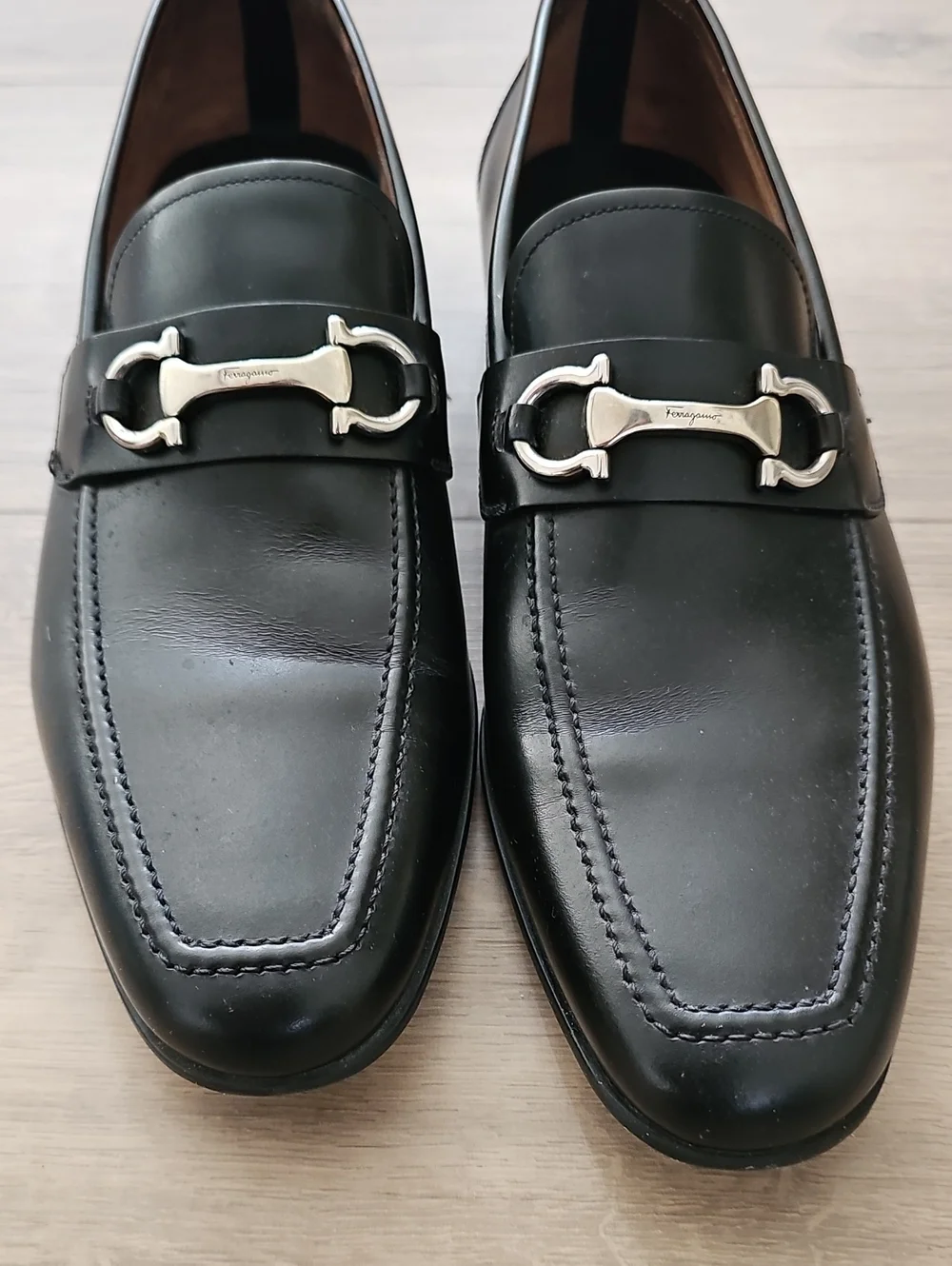 Salvatore Ferragamo Men’s Black Leather Bit Loafers Size 11